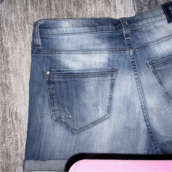 Rock & Republic Distressed Blue Jean Shorts with Studs - Picture 10 of 16